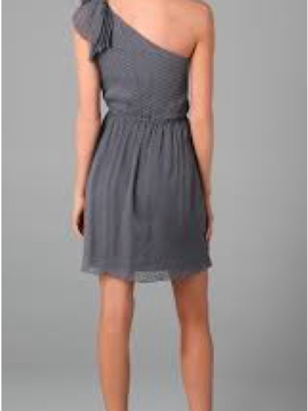 Rebecca Taylor One-Shoulder Gray Bow-Detail Dress